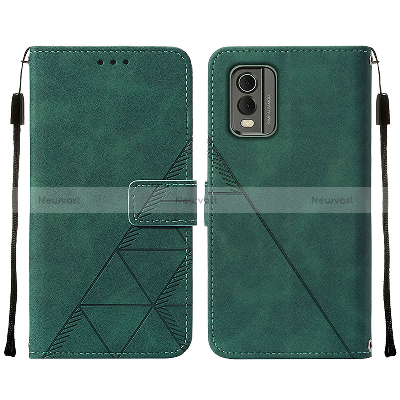 Leather Case Stands Flip Cover Holder YB2 for Nokia C32 Green