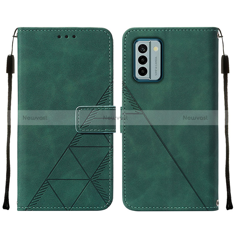 Leather Case Stands Flip Cover Holder YB2 for Nokia G22 Green