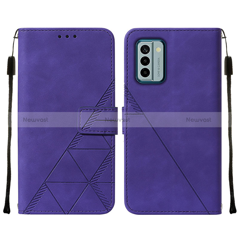 Leather Case Stands Flip Cover Holder YB2 for Nokia G22 Purple