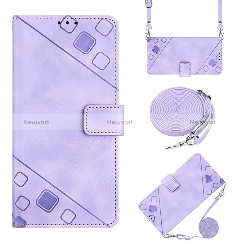 Leather Case Stands Flip Cover Holder YB2 for Oppo A16s Purple
