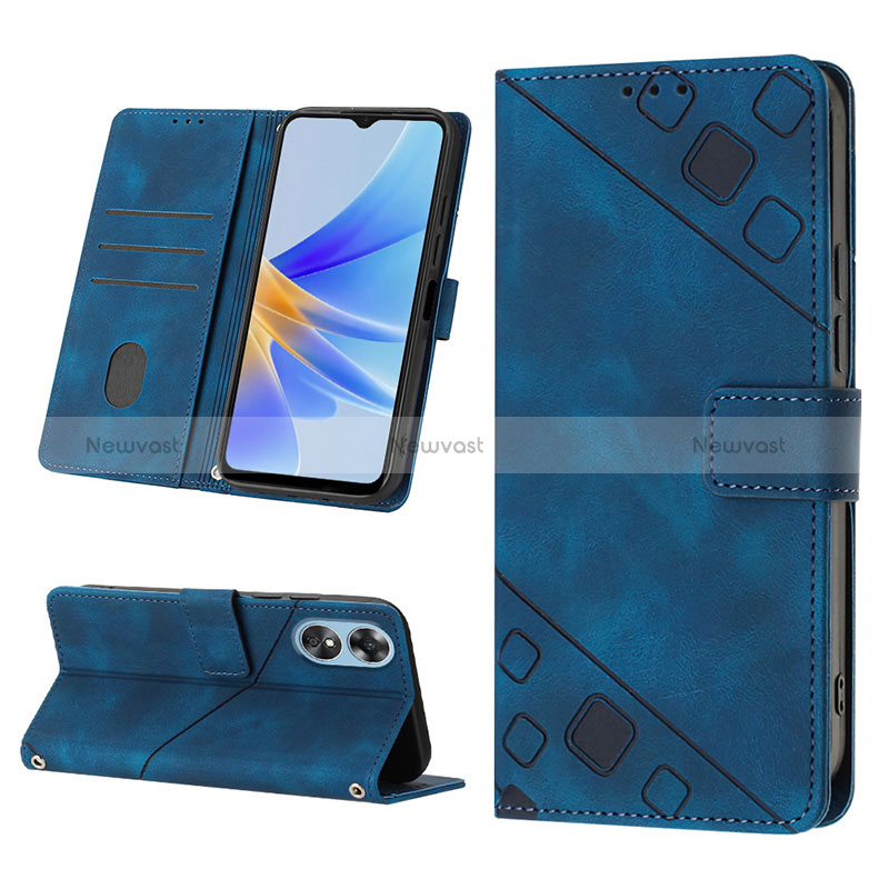 Leather Case Stands Flip Cover Holder YB2 for Oppo A17