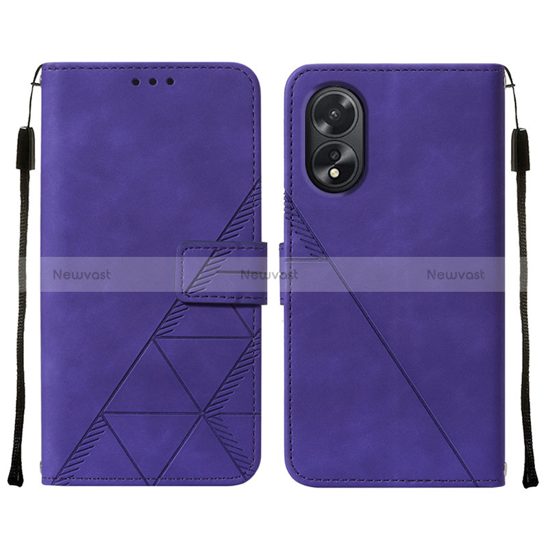 Leather Case Stands Flip Cover Holder YB2 for Oppo A38 Purple