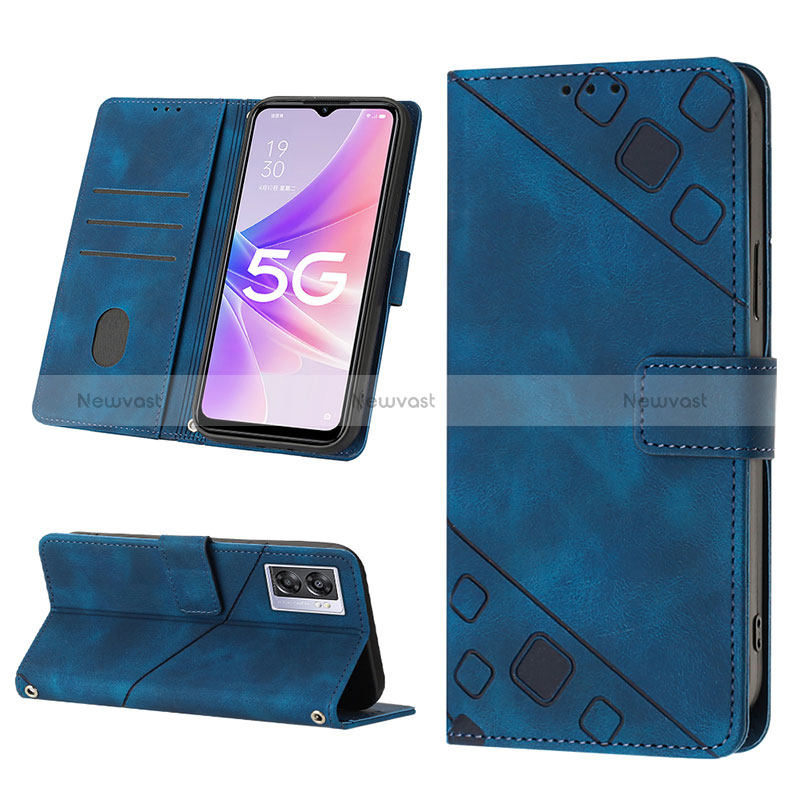 Leather Case Stands Flip Cover Holder YB2 for Oppo A57 5G