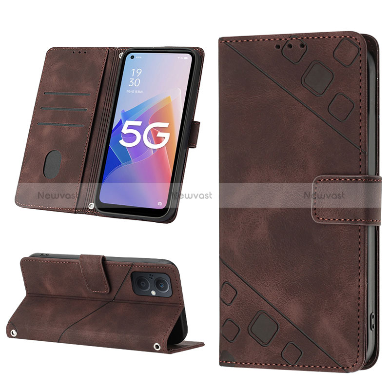 Leather Case Stands Flip Cover Holder YB2 for Oppo A96 5G