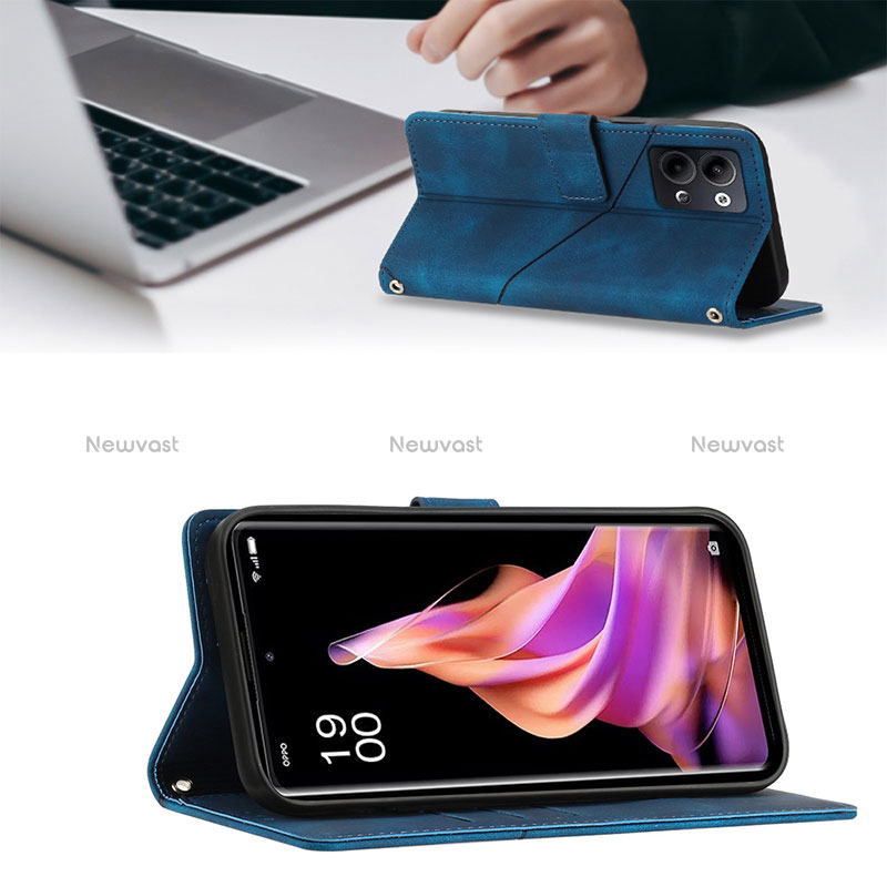 Leather Case Stands Flip Cover Holder YB2 for Oppo Reno9 5G