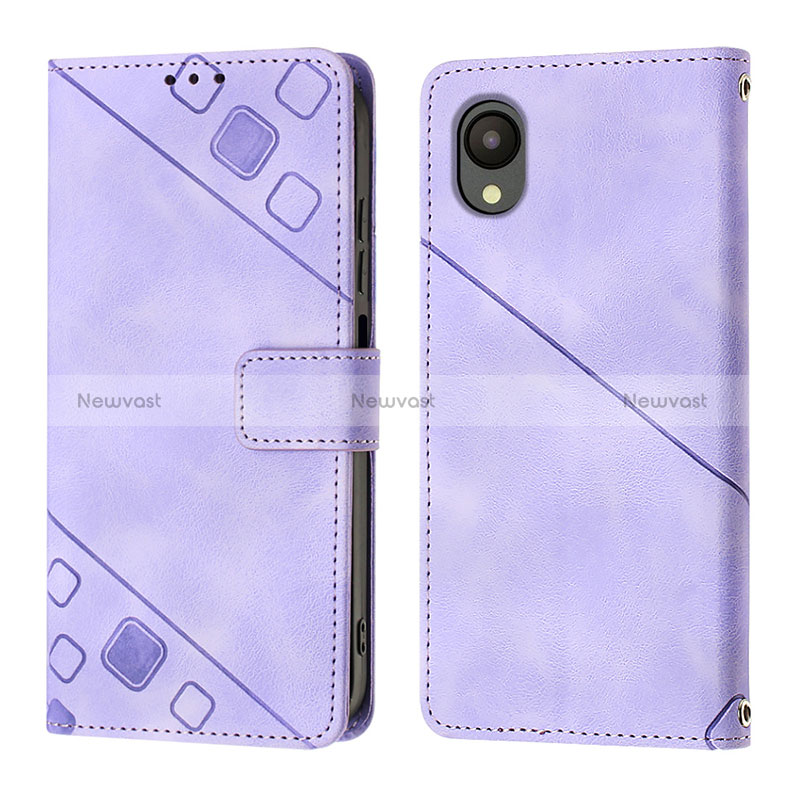 Leather Case Stands Flip Cover Holder YB2 for Samsung Galaxy A23 5G SC-56C Purple