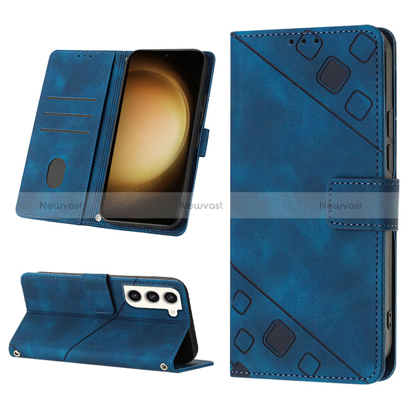 Leather Case Stands Flip Cover Holder YB2 for Samsung Galaxy S23 Plus 5G