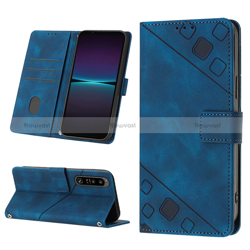 Leather Case Stands Flip Cover Holder YB2 for Sony Xperia 1 IV