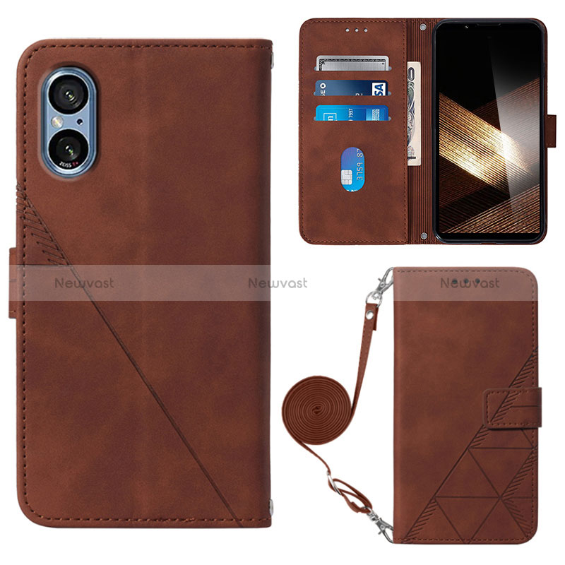 Leather Case Stands Flip Cover Holder YB2 for Sony Xperia 5 V