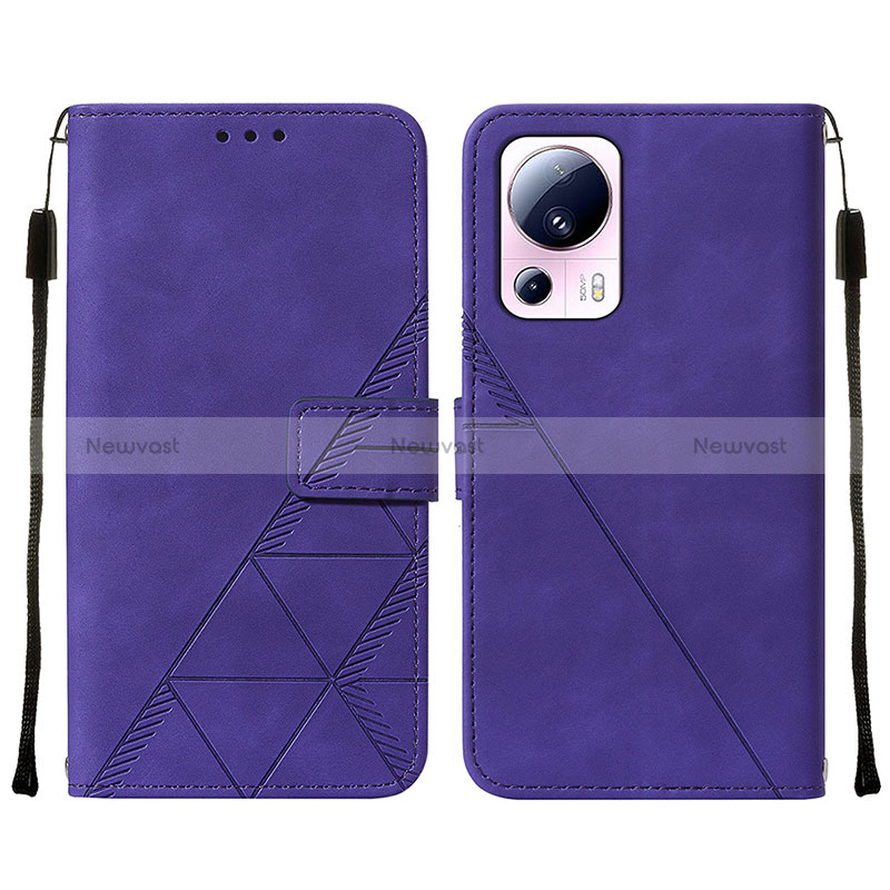 Leather Case Stands Flip Cover Holder YB2 for Xiaomi Civi 2 5G Purple