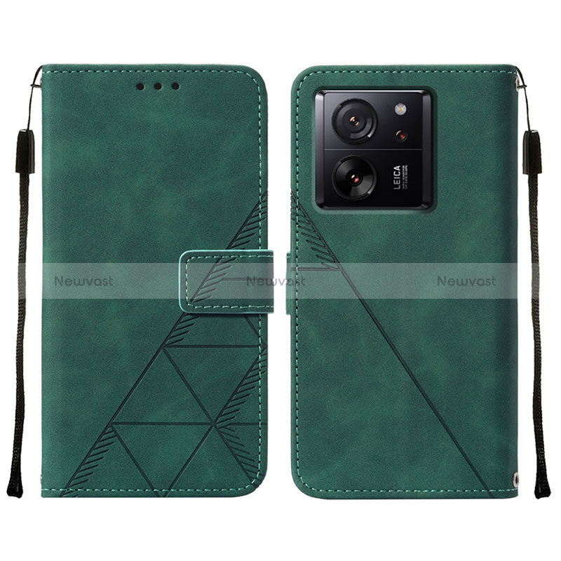 Leather Case Stands Flip Cover Holder YB2 for Xiaomi Mi 13T 5G Green