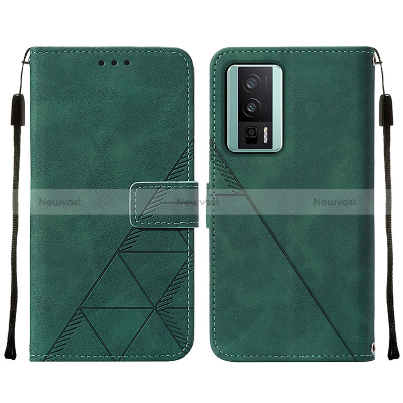 Leather Case Stands Flip Cover Holder YB2 for Xiaomi Poco F5 Pro 5G Green