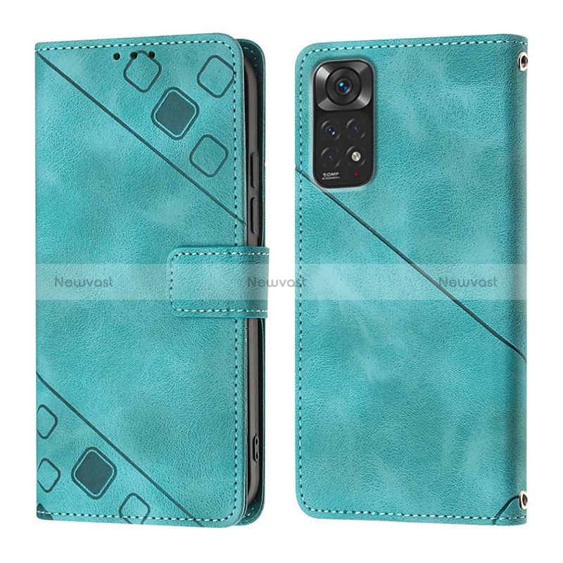 Leather Case Stands Flip Cover Holder YB2 for Xiaomi Redmi Note 11S 4G Green