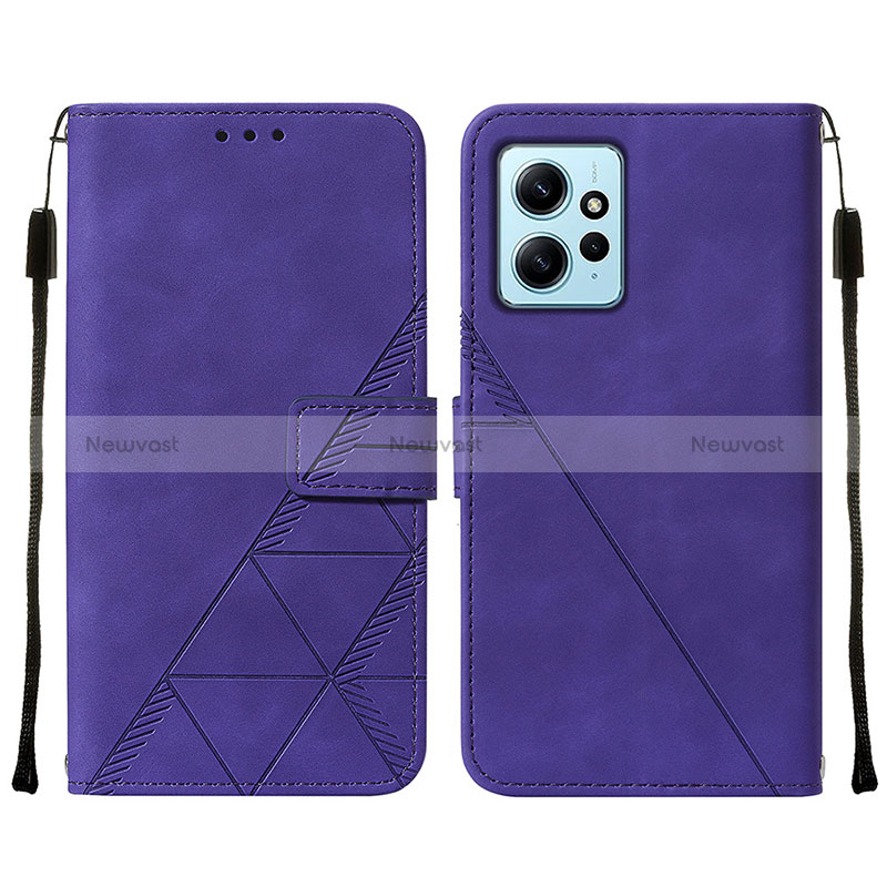 Leather Case Stands Flip Cover Holder YB2 for Xiaomi Redmi Note 12 4G Purple