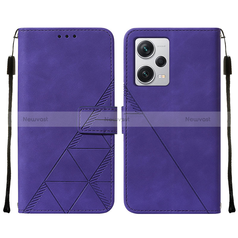 Leather Case Stands Flip Cover Holder YB2 for Xiaomi Redmi Note 12 Explorer Purple