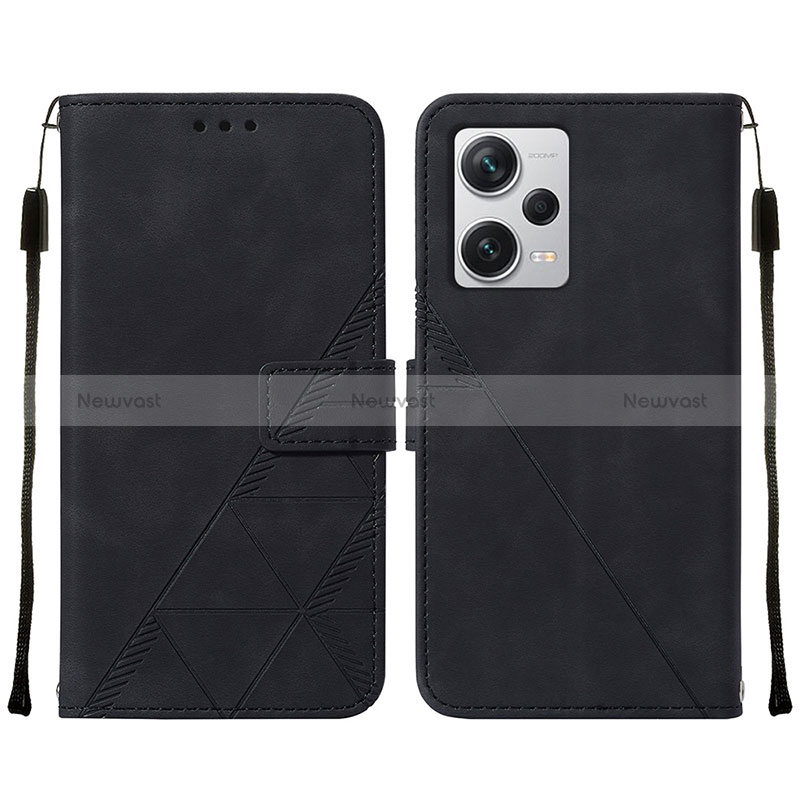 Leather Case Stands Flip Cover Holder YB2 for Xiaomi Redmi Note 12 Pro+ Plus 5G Black