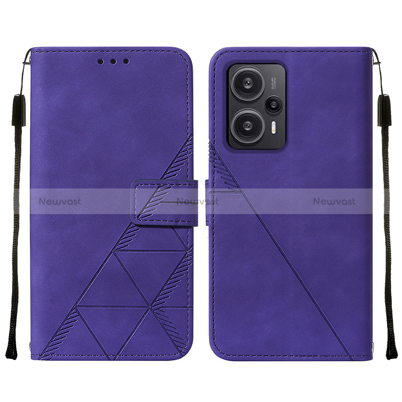 Leather Case Stands Flip Cover Holder YB2 for Xiaomi Redmi Note 12 Turbo 5G Purple