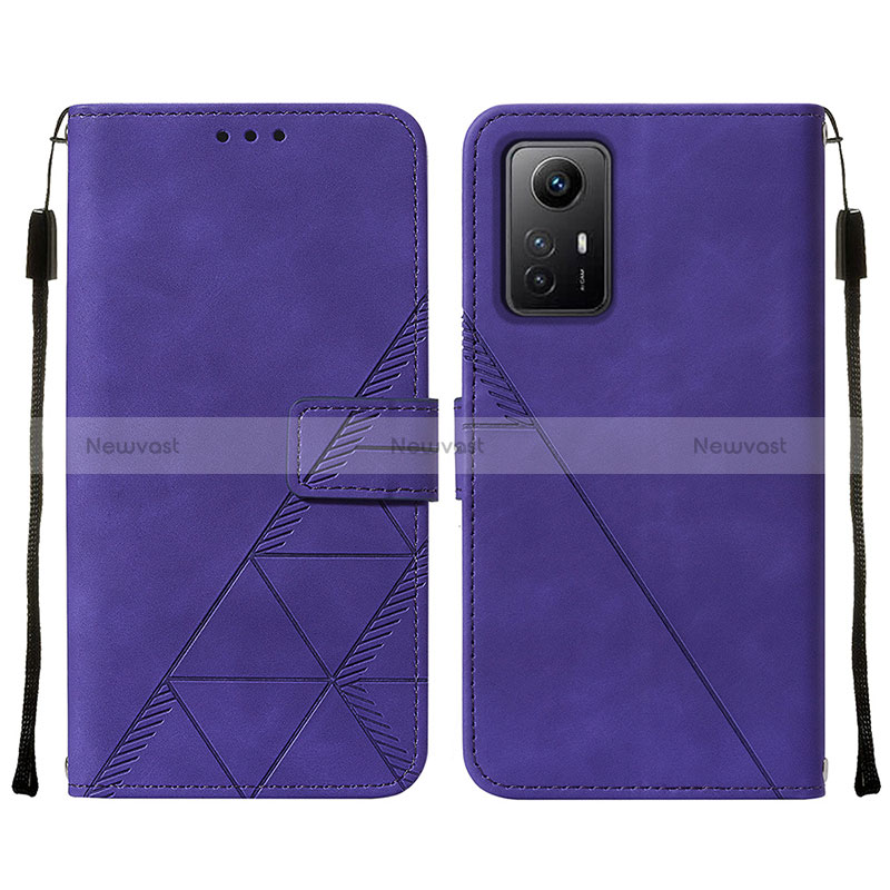 Leather Case Stands Flip Cover Holder YB2 for Xiaomi Redmi Note 12S Purple