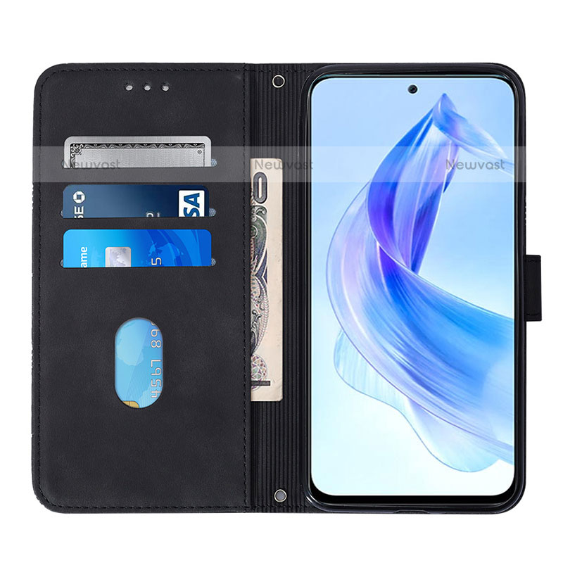 Leather Case Stands Flip Cover Holder YB3 for Huawei Honor 90 Lite 5G