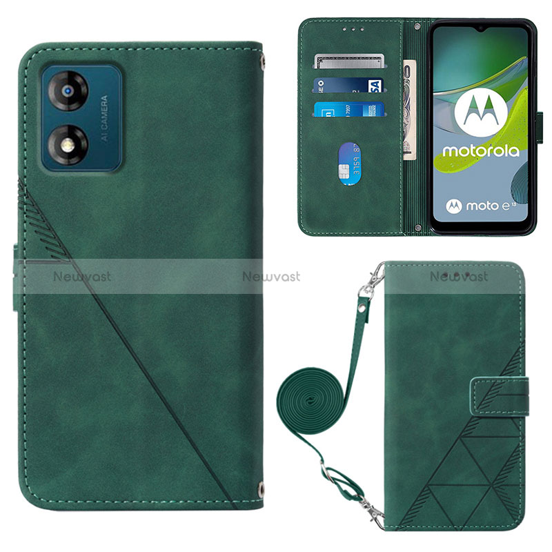 Leather Case Stands Flip Cover Holder YB3 for Motorola Moto E13