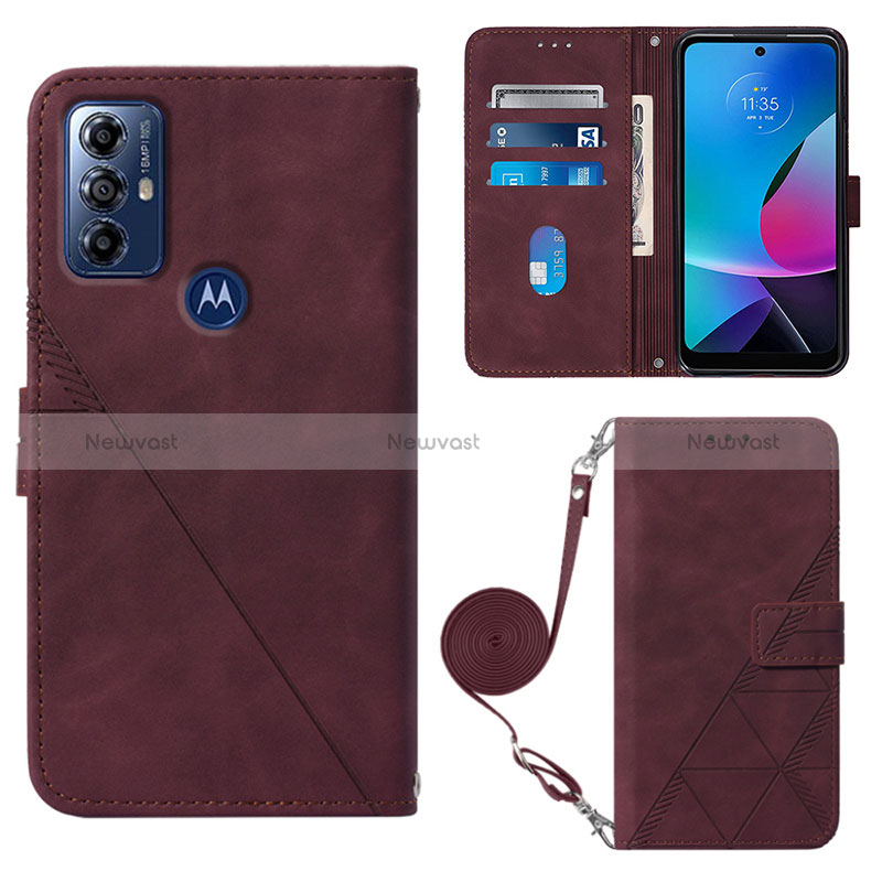 Leather Case Stands Flip Cover Holder YB3 for Motorola Moto G Play (2023)