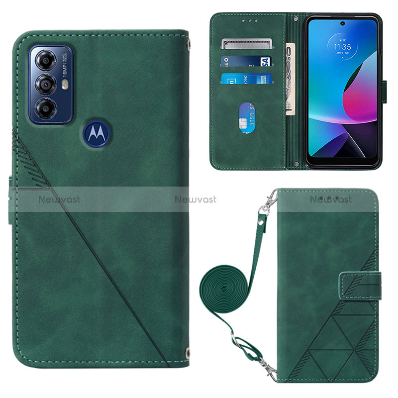 Leather Case Stands Flip Cover Holder YB3 for Motorola Moto G Play (2023)