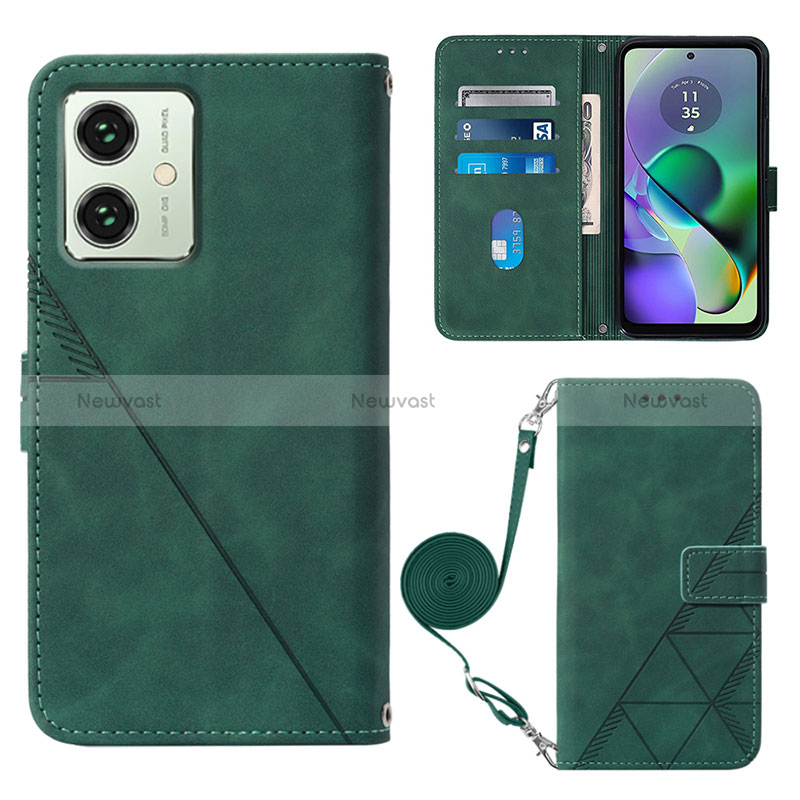 Leather Case Stands Flip Cover Holder YB3 for Motorola Moto G54 5G