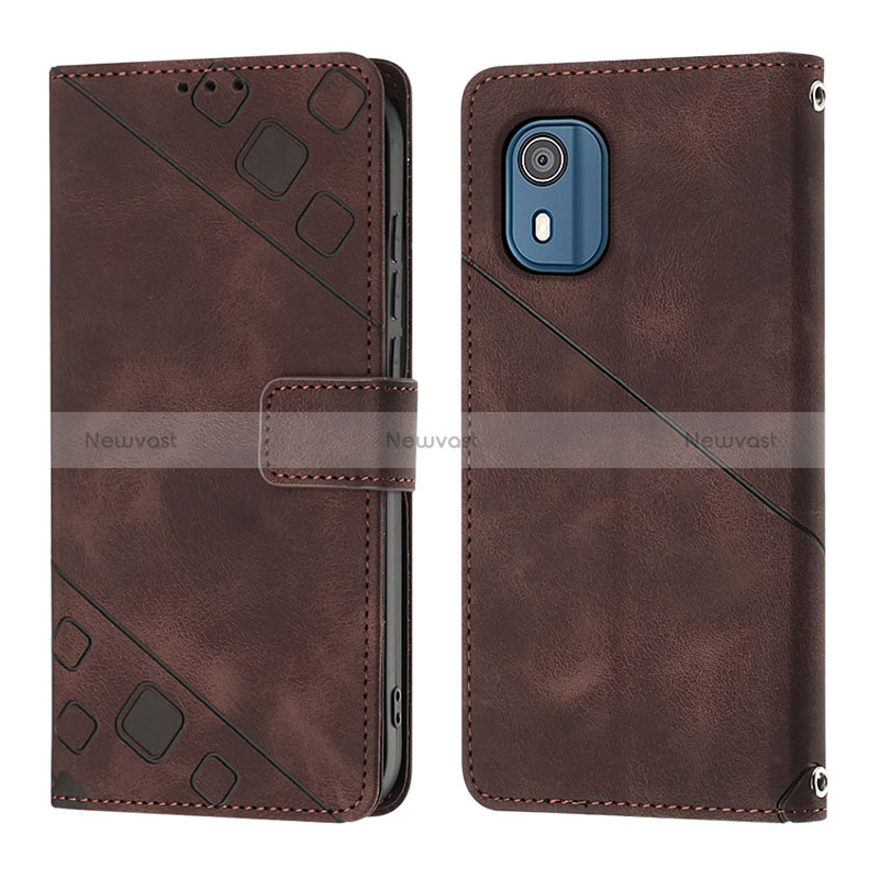 Leather Case Stands Flip Cover Holder YB3 for Nokia C02