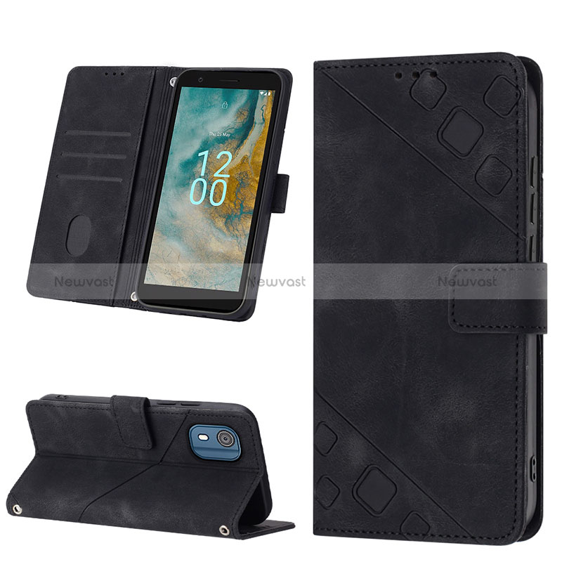 Leather Case Stands Flip Cover Holder YB3 for Nokia C02