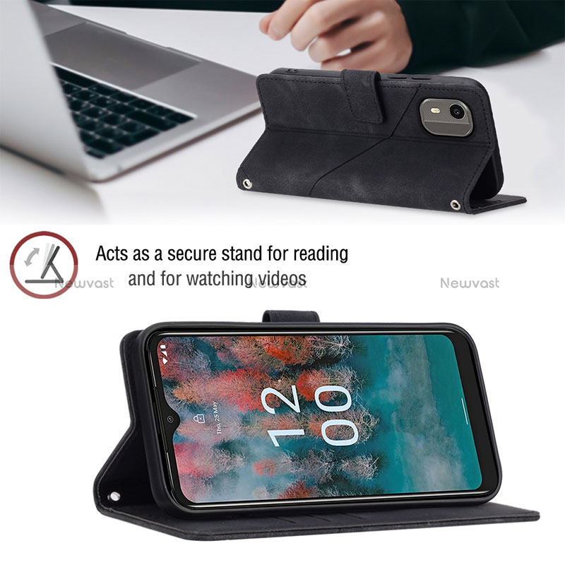 Leather Case Stands Flip Cover Holder YB3 for Nokia C12 Plus