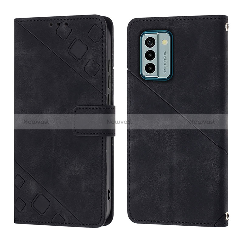 Leather Case Stands Flip Cover Holder YB3 for Nokia G22 Black