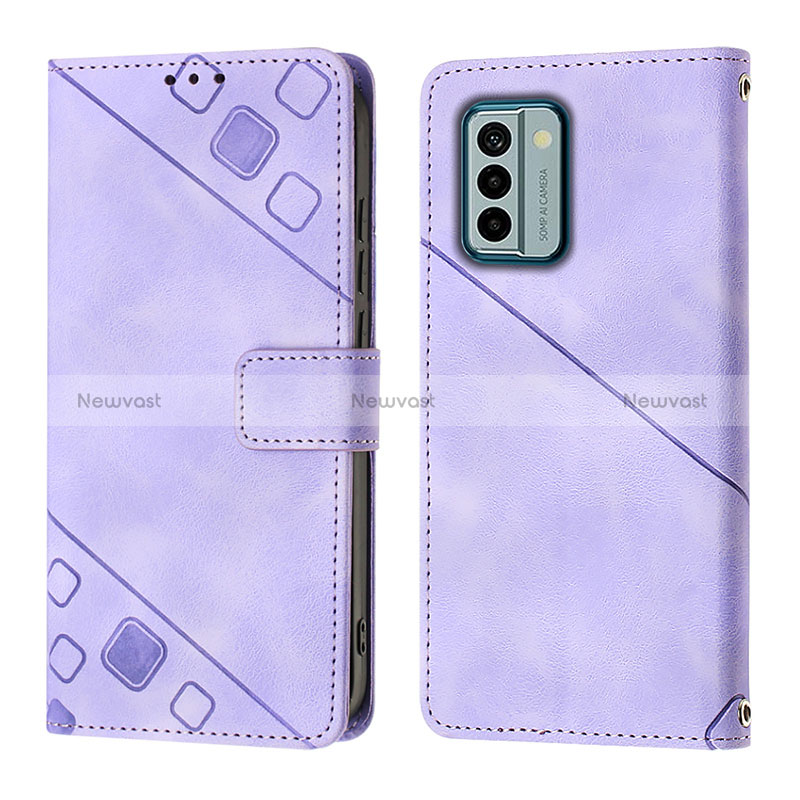 Leather Case Stands Flip Cover Holder YB3 for Nokia G22 Purple