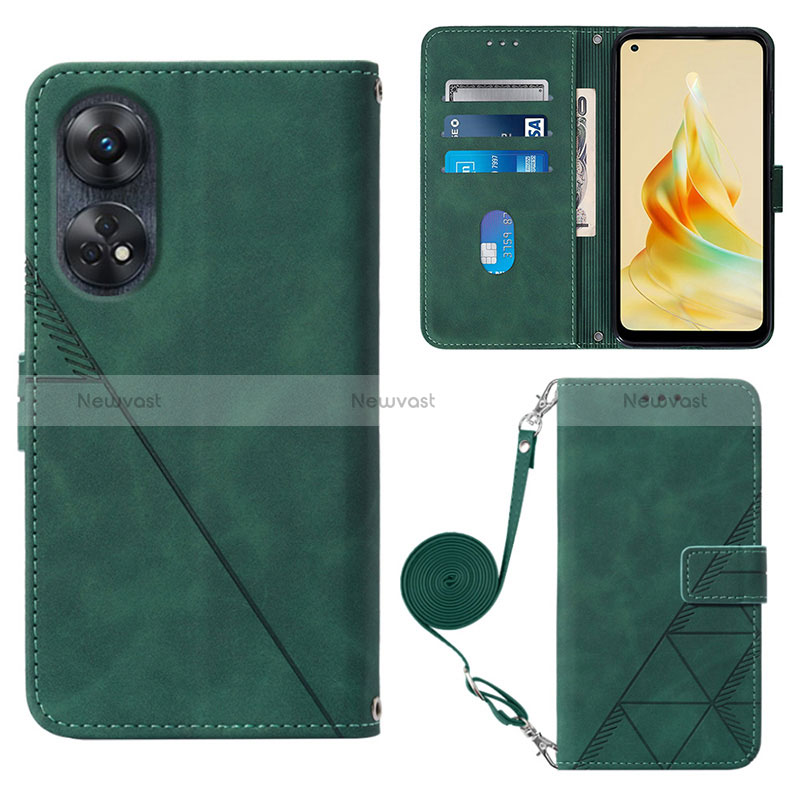 Leather Case Stands Flip Cover Holder YB3 for Oppo Reno8 T 4G Green