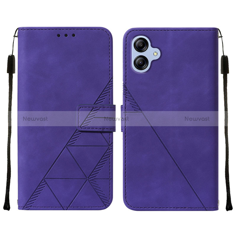 Leather Case Stands Flip Cover Holder YB3 for Samsung Galaxy A04 4G Purple