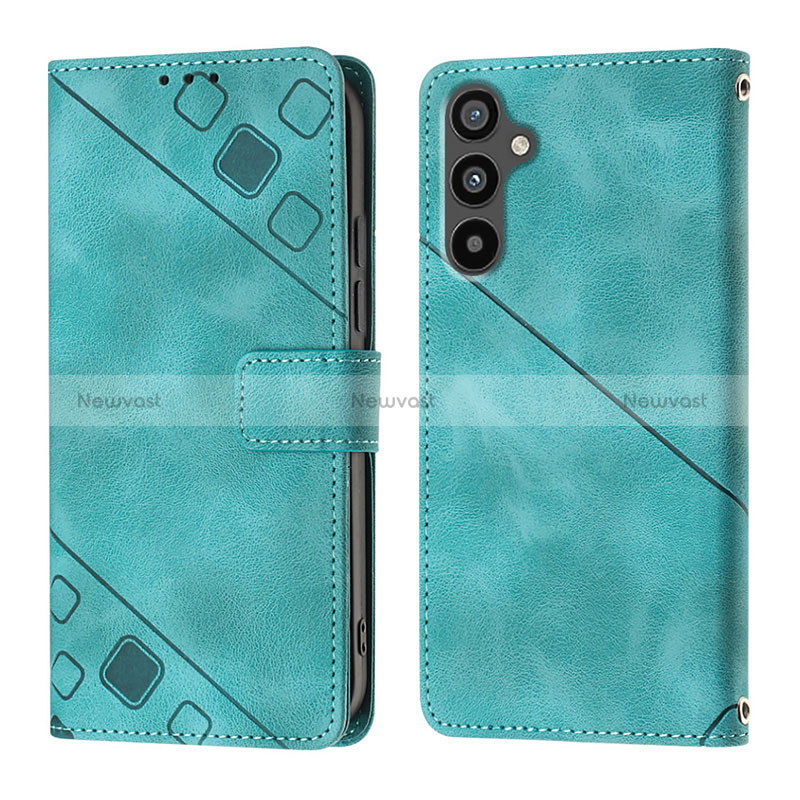 Leather Case Stands Flip Cover Holder YB3 for Samsung Galaxy A34 5G Green