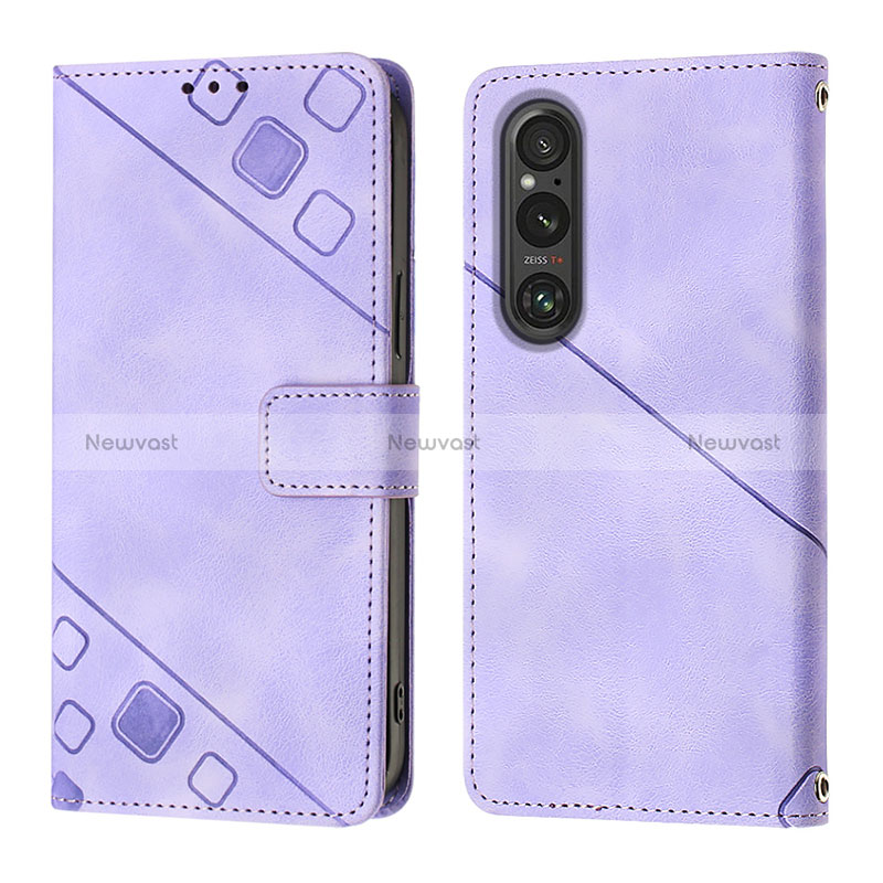 Leather Case Stands Flip Cover Holder YB3 for Sony Xperia 1 V