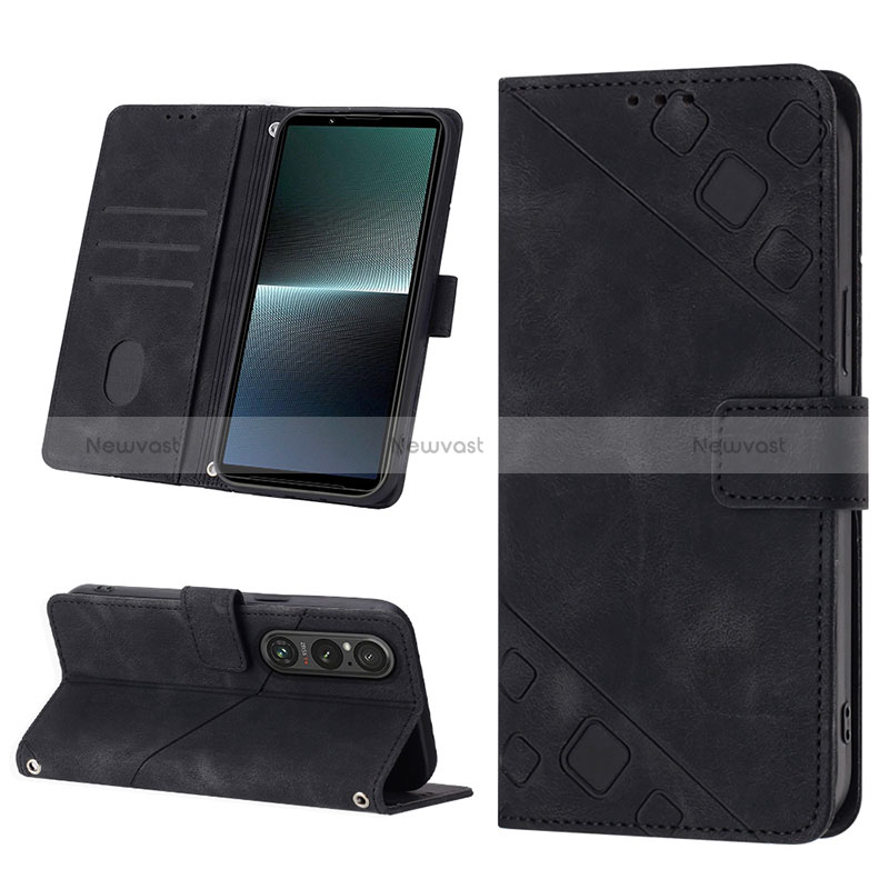 Leather Case Stands Flip Cover Holder YB3 for Sony Xperia 1 V