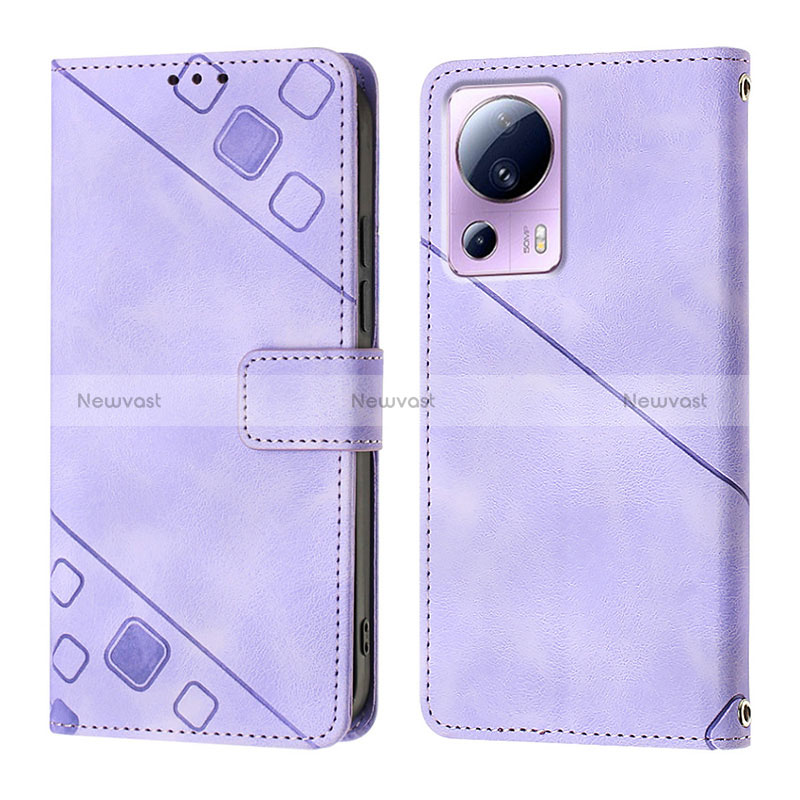 Leather Case Stands Flip Cover Holder YB3 for Xiaomi Mi 12 Lite NE 5G Purple