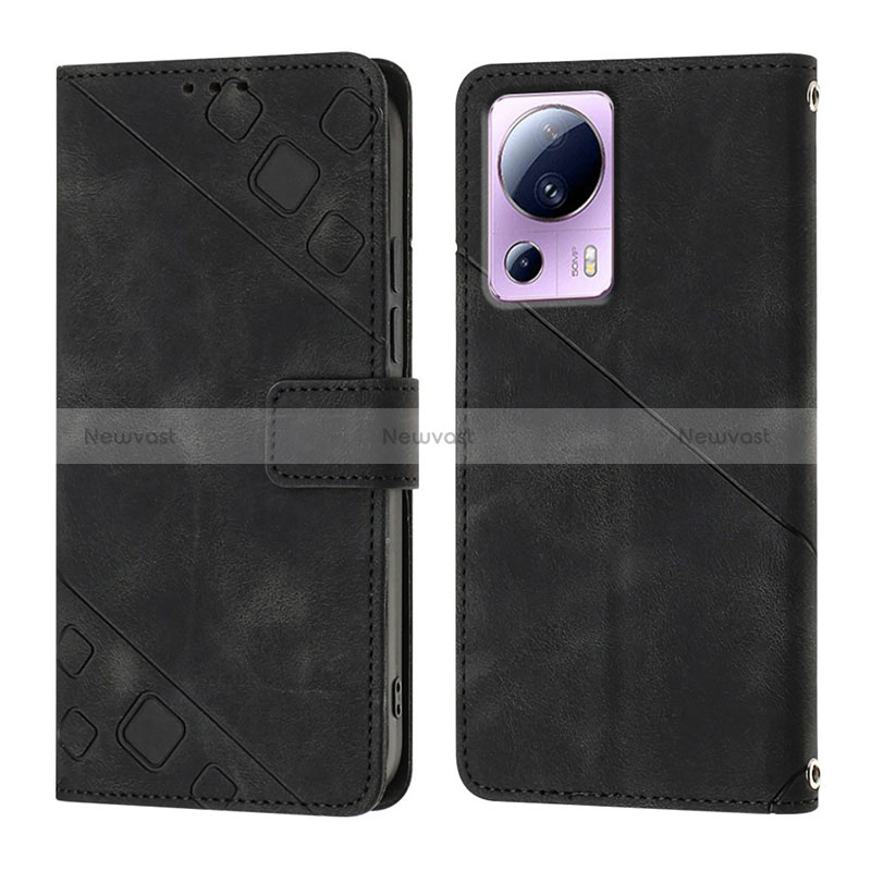 Leather Case Stands Flip Cover Holder YB3 for Xiaomi Mi 13 Lite 5G Black