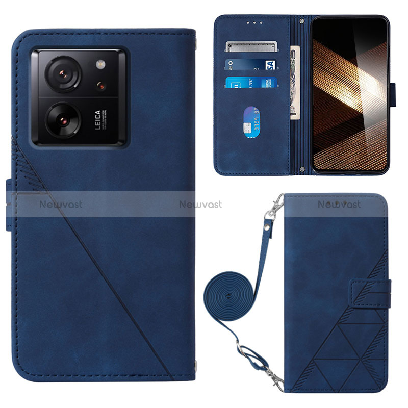 Leather Case Stands Flip Cover Holder YB3 for Xiaomi Mi 13T 5G Blue