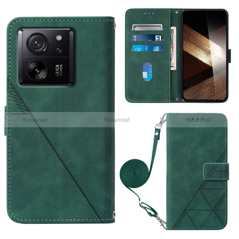 Leather Case Stands Flip Cover Holder YB3 for Xiaomi Mi 13T 5G Green