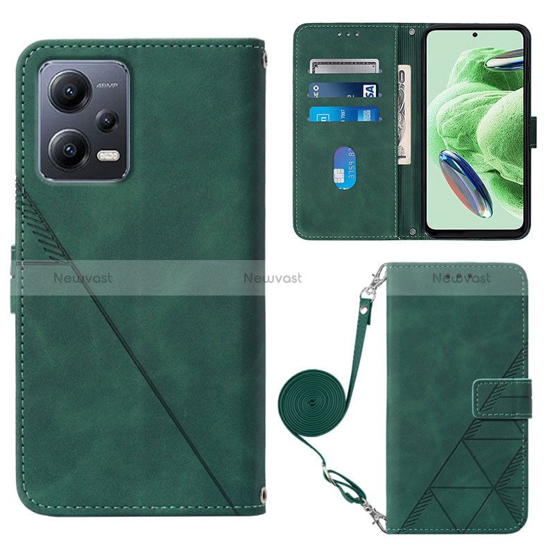 Leather Case Stands Flip Cover Holder YB3 for Xiaomi Poco X5 5G Green