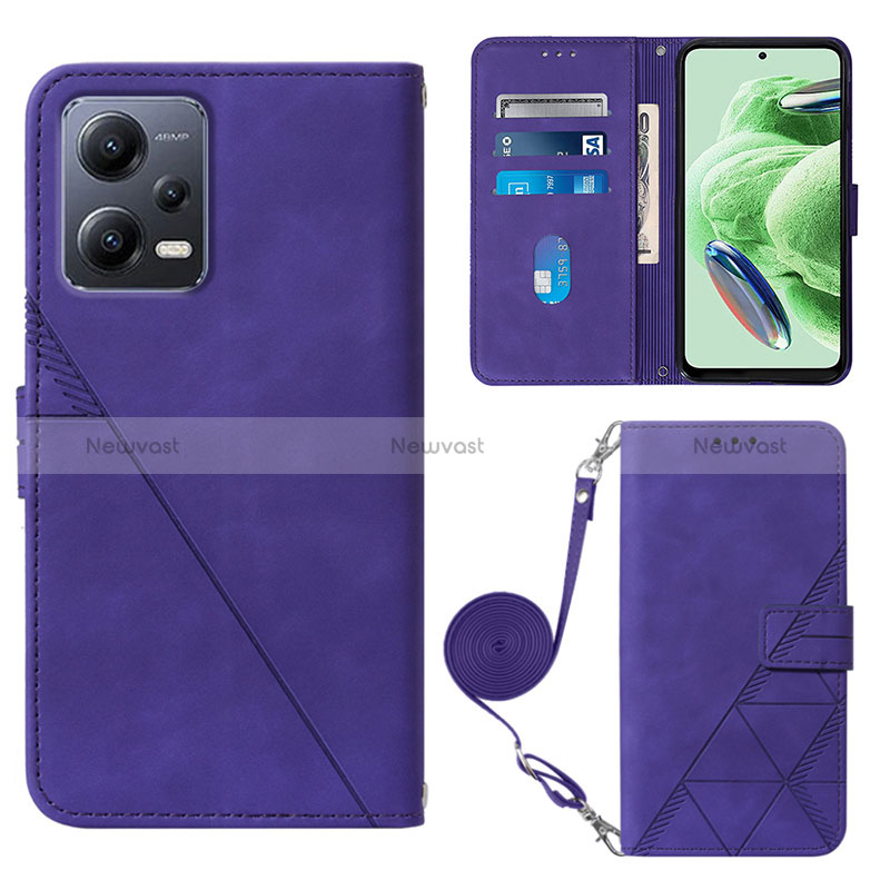 Leather Case Stands Flip Cover Holder YB3 for Xiaomi Poco X5 5G Purple