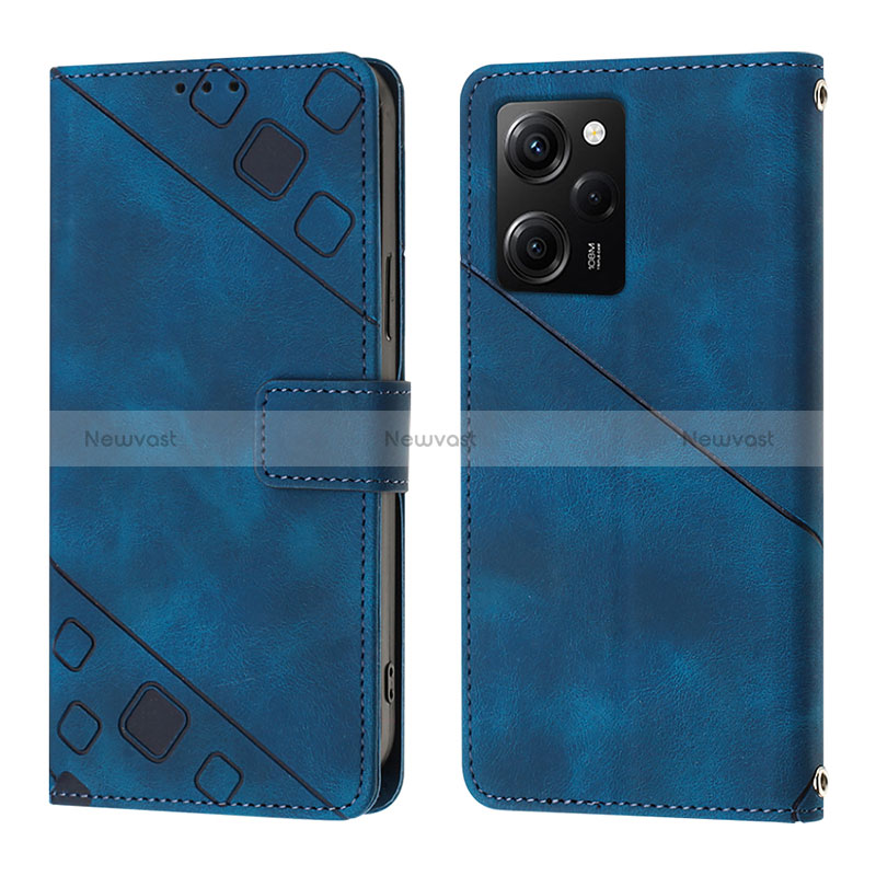 Leather Case Stands Flip Cover Holder YB3 for Xiaomi Poco X5 Pro 5G Blue