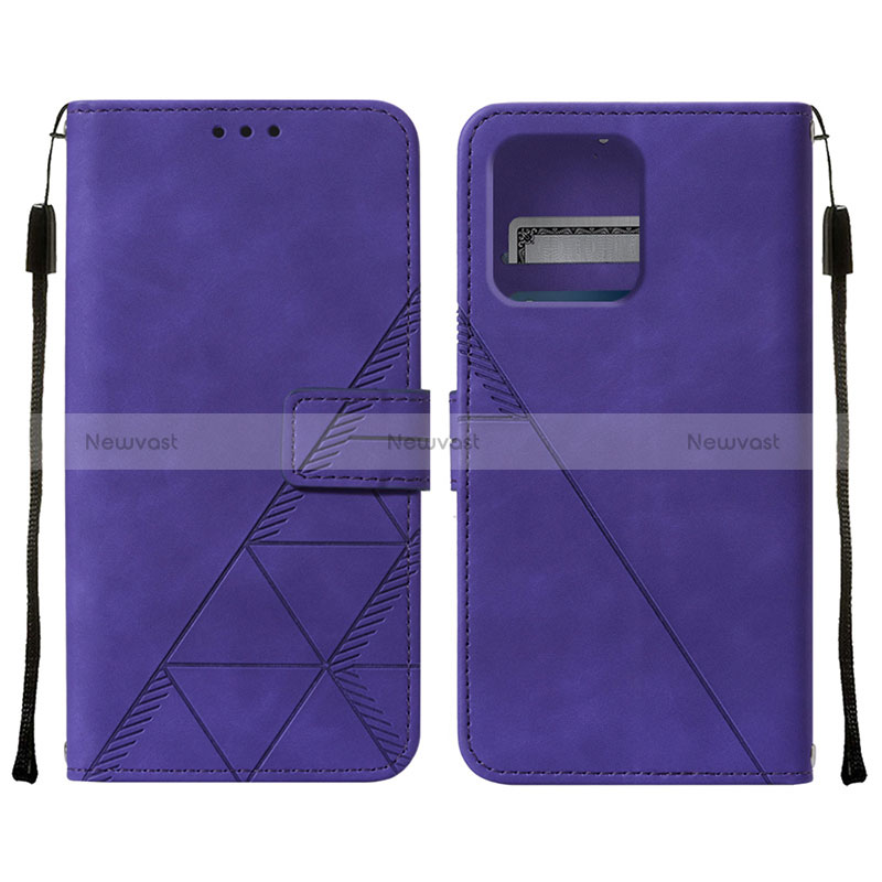 Leather Case Stands Flip Cover Holder YB4 for Motorola Moto Edge Plus (2023) 5G Purple