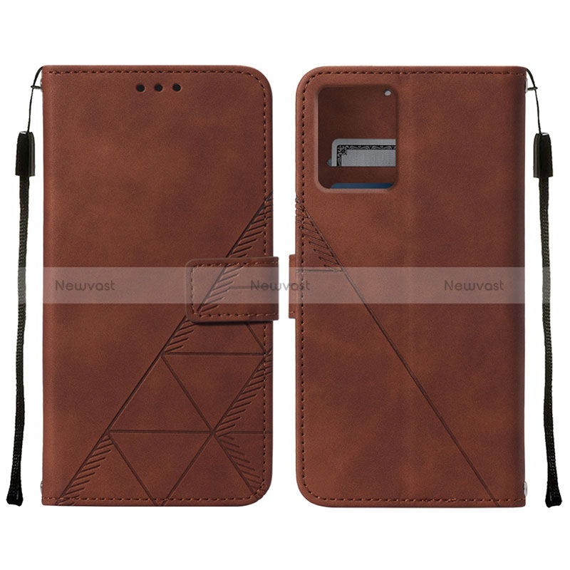 Leather Case Stands Flip Cover Holder YB4 for Motorola Moto G 5G (2023) Brown