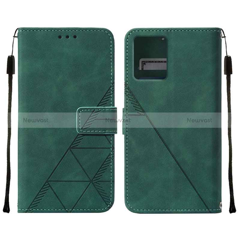 Leather Case Stands Flip Cover Holder YB4 for Motorola Moto G 5G (2023) Green