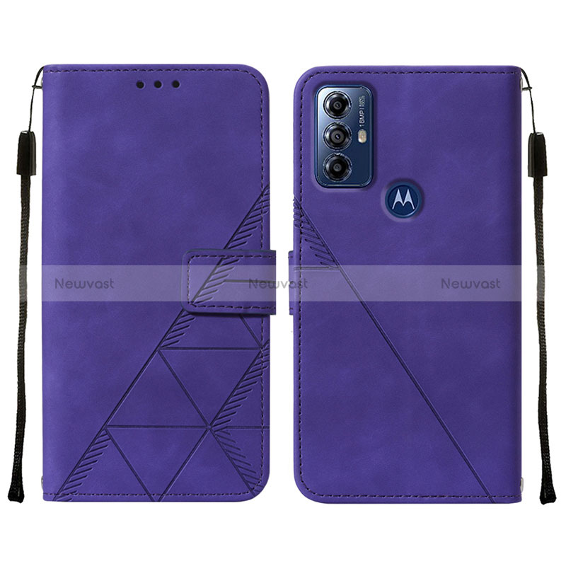 Leather Case Stands Flip Cover Holder YB4 for Motorola Moto G Play (2023) Purple