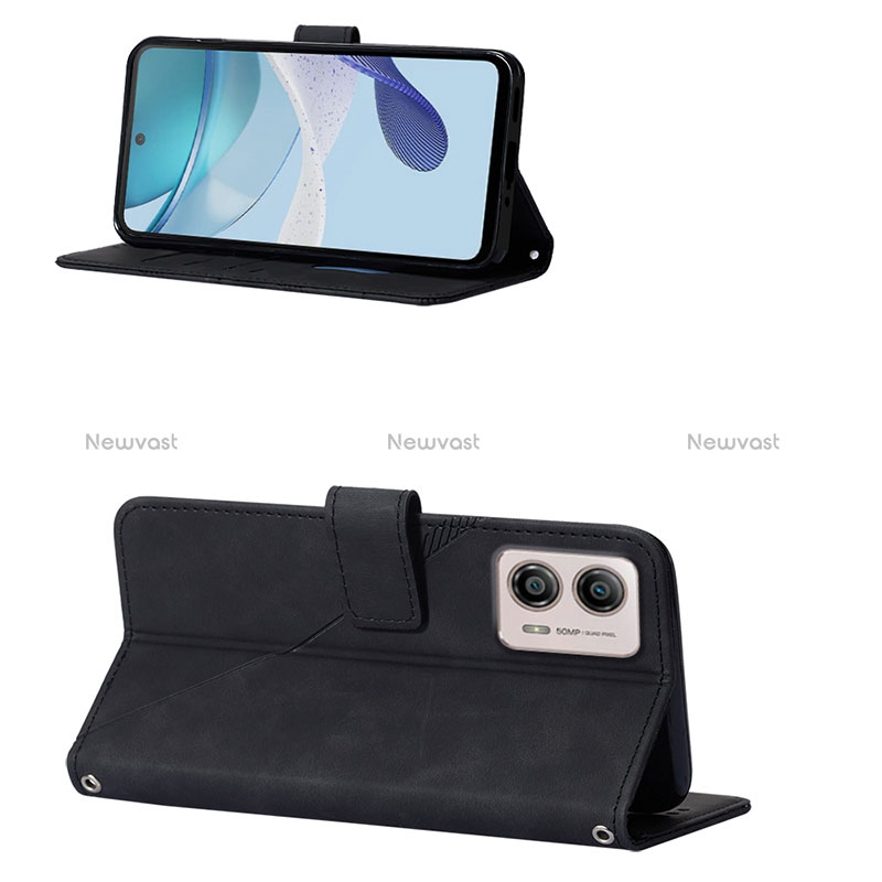Leather Case Stands Flip Cover Holder YB4 for Motorola Moto G53j 5G