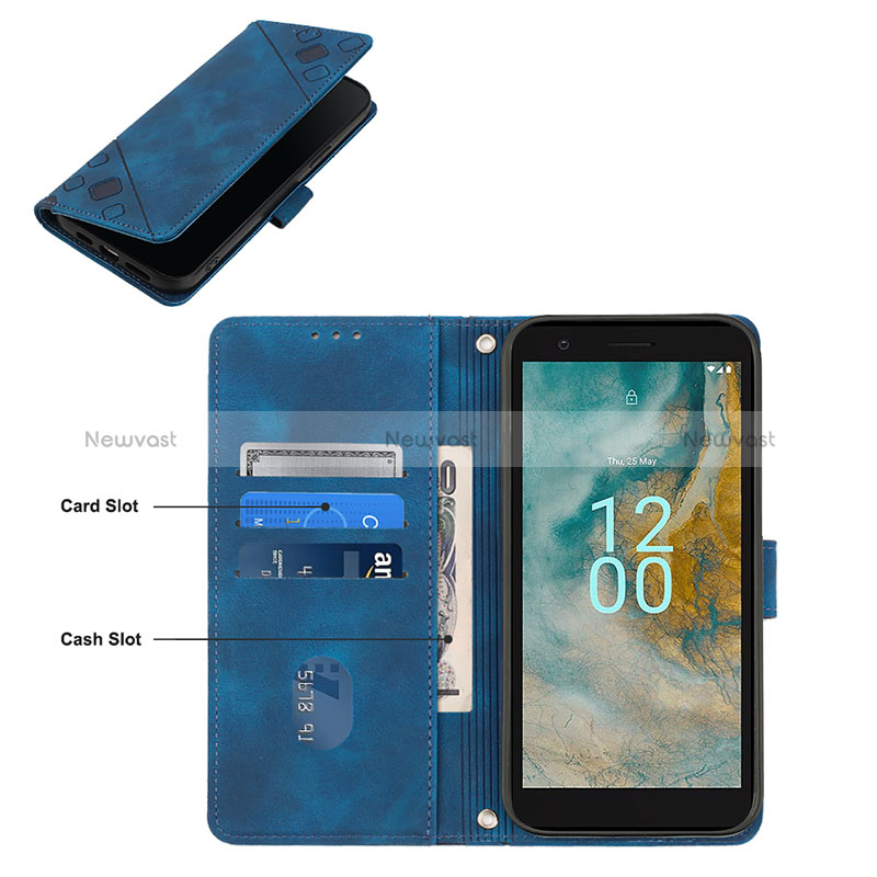 Leather Case Stands Flip Cover Holder YB4 for Nokia C02